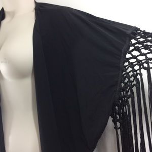 Marc Bouwer NWOT Black Shrug w Fringe Sleeves 1X